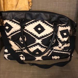 Black and white tribal duffel bag